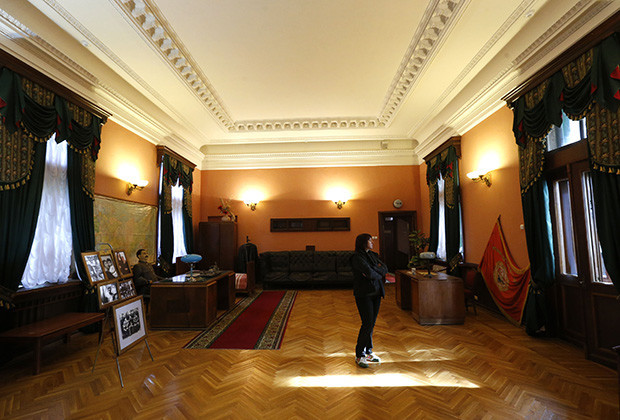 Visitor looks on inside a cinema hall of Soviet dictator Joseph Stalinís Villa in Sochi